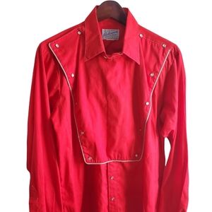 Men's Classic Vintage Rockmount Ranch Wear Long Sleeve Pearl Snap Shirt Large